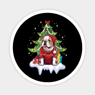 Merry Christmas Tree With Bulldog Dog Magnet